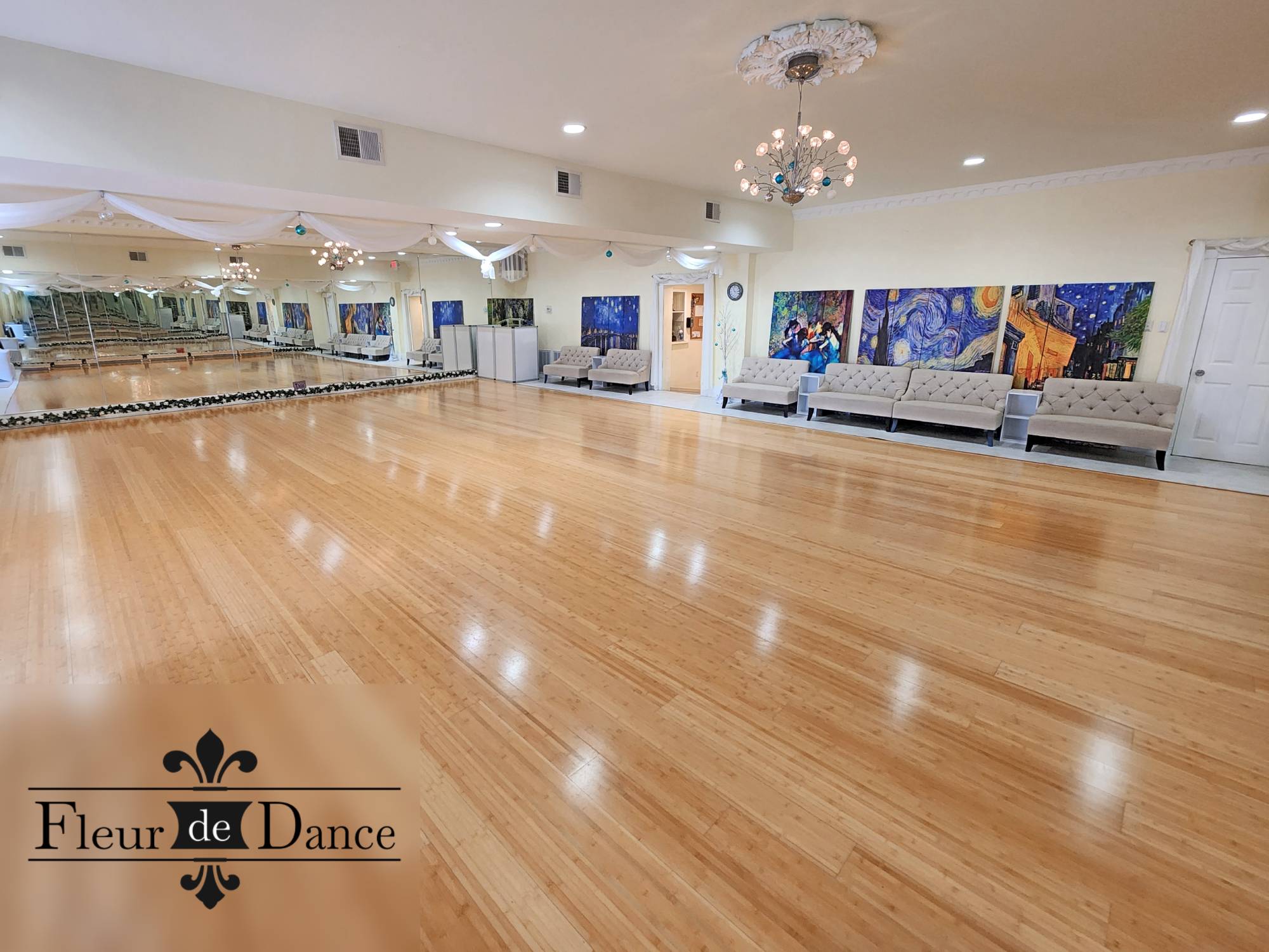 Fleur De Dance studio logo wall